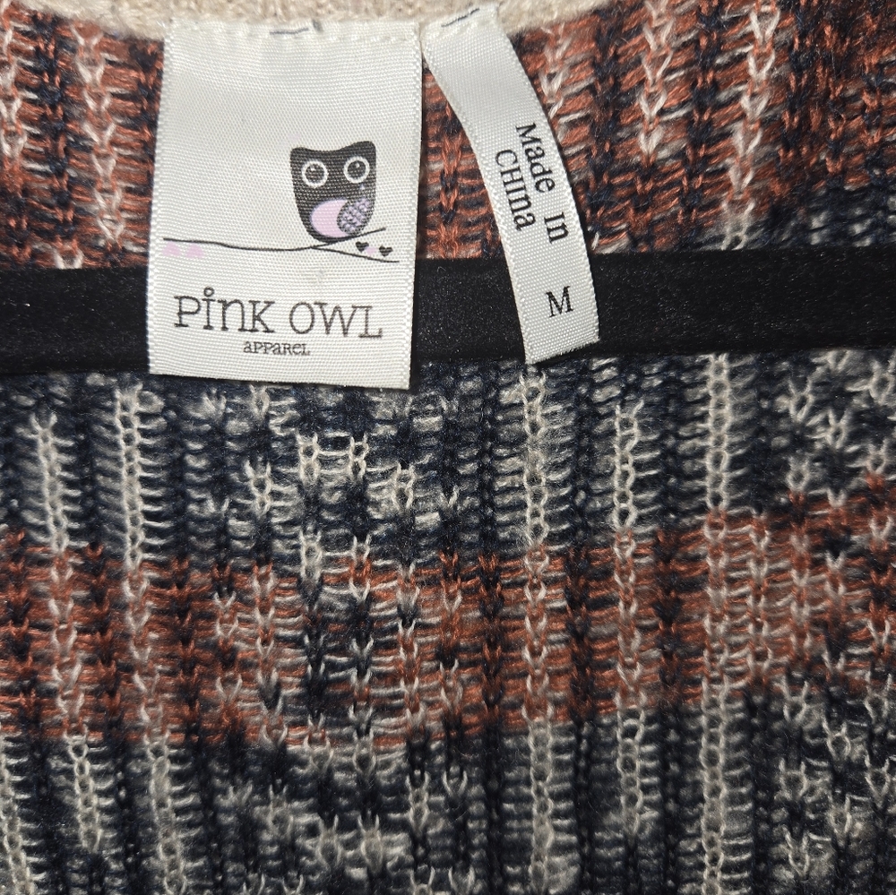 Pink Owl Aztec Open Sweater - Picture 3 of 3